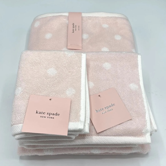 kate spade Bath Kate Spade Ny 3 Pc Set Pinkwhite 2 Sided Polka Dot